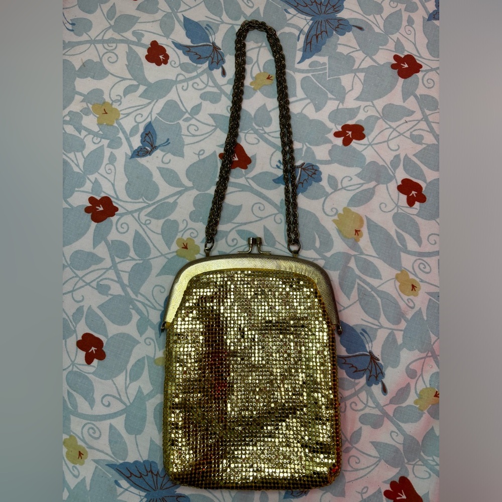 Vintage 30s 40s Gold Mesh Evening Bag w/Chain Handmade in Hong Kong